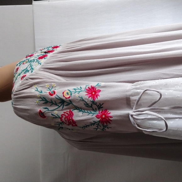 Umgee gray mini embroidered sleeves dress S/M - Picture 5 of 12